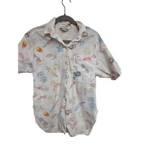 La Cetch Novelty Print Button Up Short Sleeve Shirt‎ Beach  Size M 90s vintage